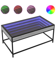 Kavos staliukas su Infinity LED lemputėmis, pilkas, 90x50x41cm