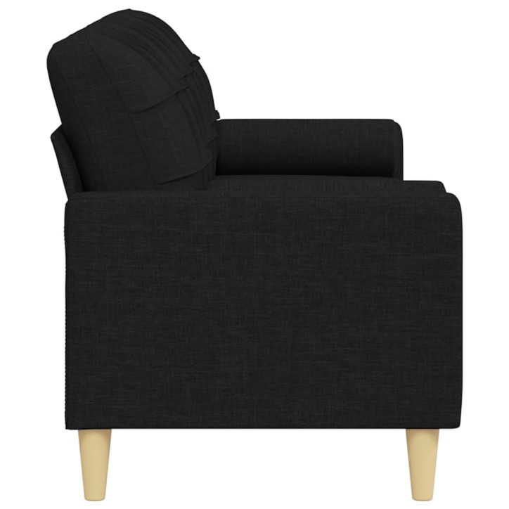 Trivietė sofa su pagalvėlėmis, juodos spalvos, 210cm, audinys