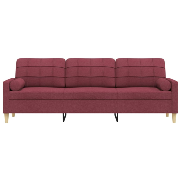 Trivietė sofa su pagalvėlėmis, raudonojo vyno, 210cm, audinys