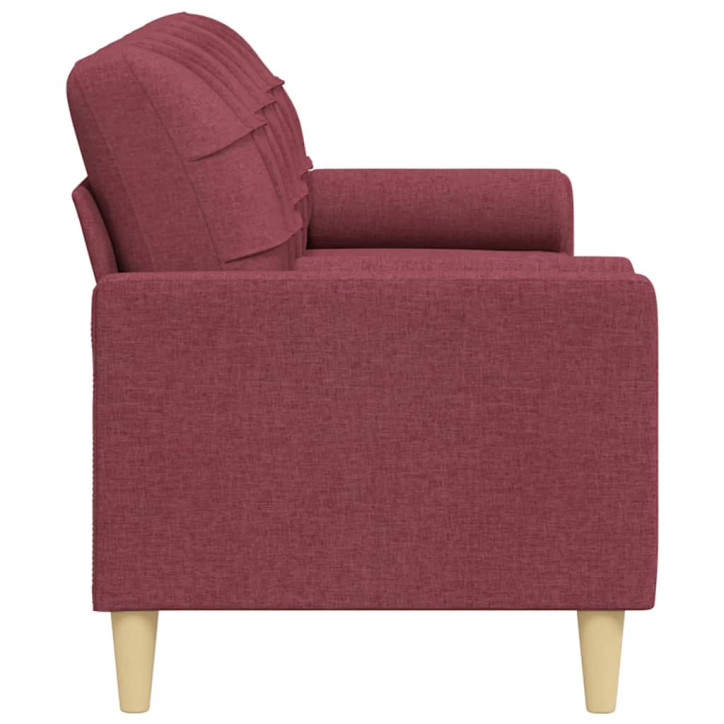 Trivietė sofa su pagalvėlėmis, raudonojo vyno, 210cm, audinys