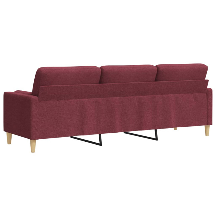 Trivietė sofa su pagalvėlėmis, raudonojo vyno, 210cm, audinys