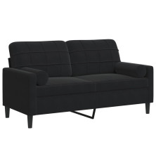 Dvivietė sofa su pagalvėlėmis, juodos spalvos, 140cm, aksomas