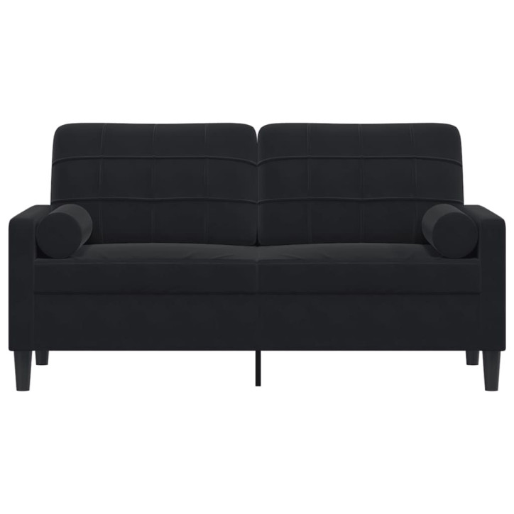 Dvivietė sofa su pagalvėlėmis, juodos spalvos, 140cm, aksomas