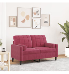 Dvivietė sofa su pagalvėlėmis, raudonojo vyno, 120cm, aksomas