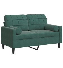 Dvivietė sofa su pagalvėlėmis, tamsiai žalia, 120cm, aksomas