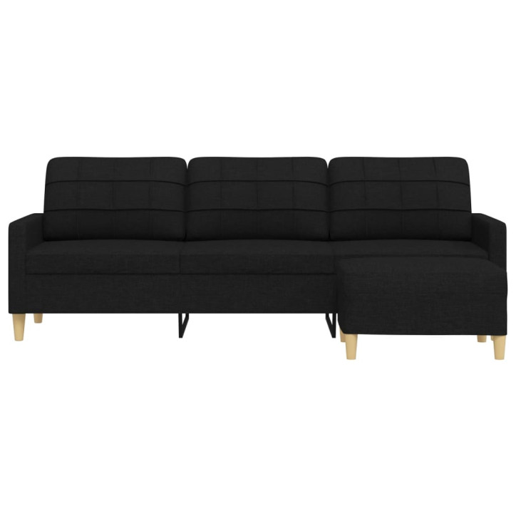 Trivietė sofa su pakoja, juodos spalvos, 210cm, audinys