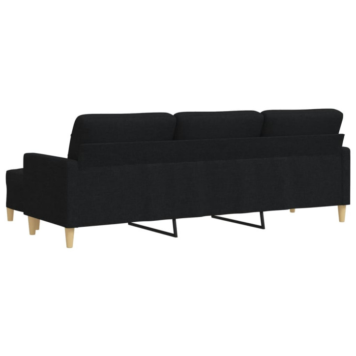 Trivietė sofa su pakoja, juodos spalvos, 210cm, audinys