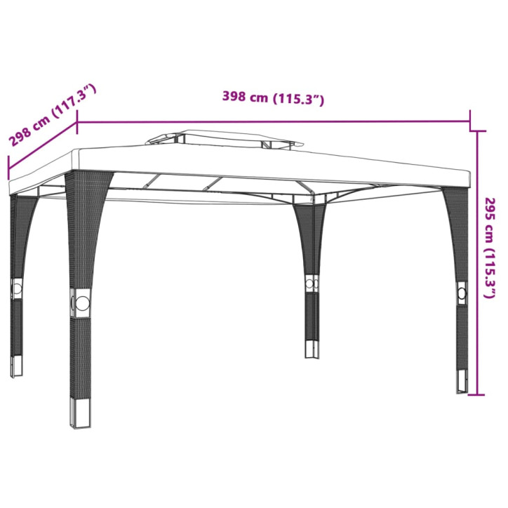 Pavėsinė su dvigubu stogu, antracito, 3,98x2,98m, plienas