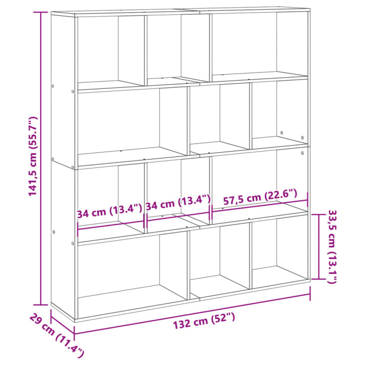 Spintelė knygoms, juodos spalvos, 132x29x141,5cm, MDP