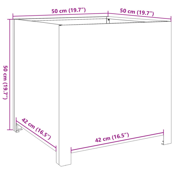 Sodo lovelis, 50x50x50cm, corten plienas