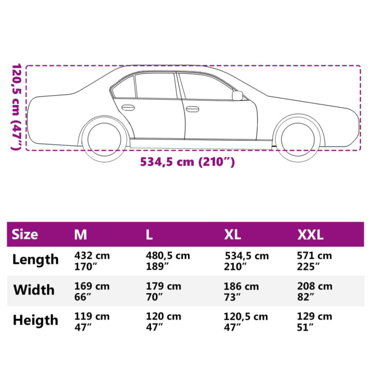 Automobilio uždangalas sedanams, sidabrinis, XL dydžio, PEVA