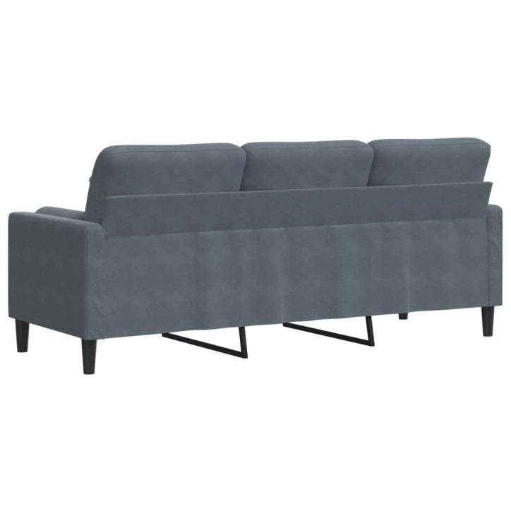 Trivietė sofa su pagalvėlėmis, tamsiai pilka, 180cm, aksomas