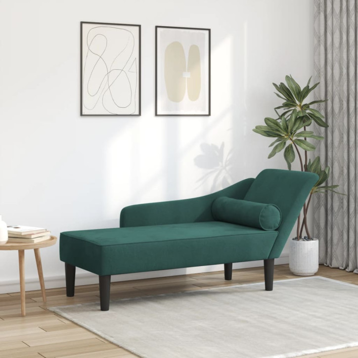 Poilsio sofa su pagalvėlėmis, tamsiai žalios spalvos, aksomas