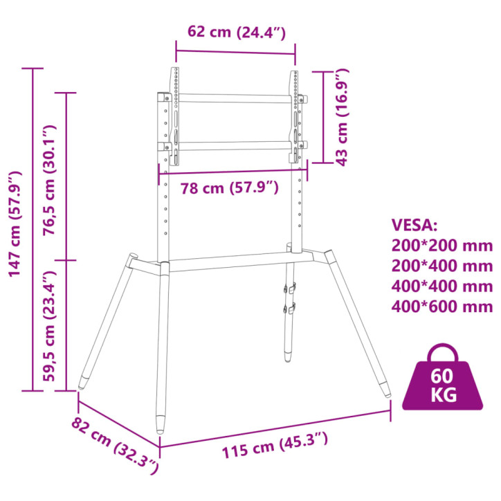 Molbertas televizoriaus stovas, 37-86 colių ekranui, 400x600mm