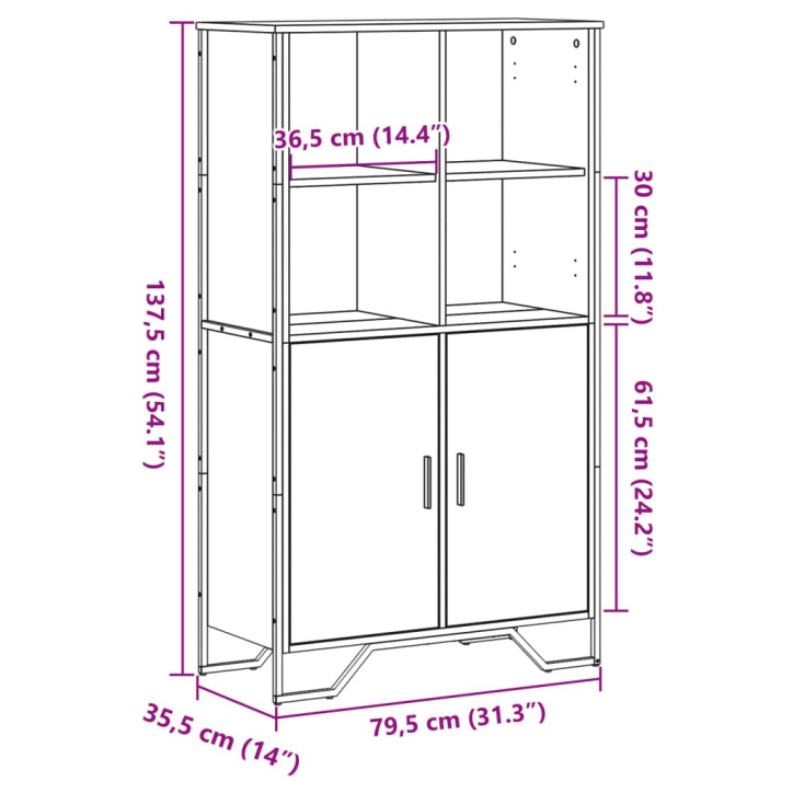 Komoda, juodos spalvos, 79,5x35,5x137,5cm, apdirbta mediena