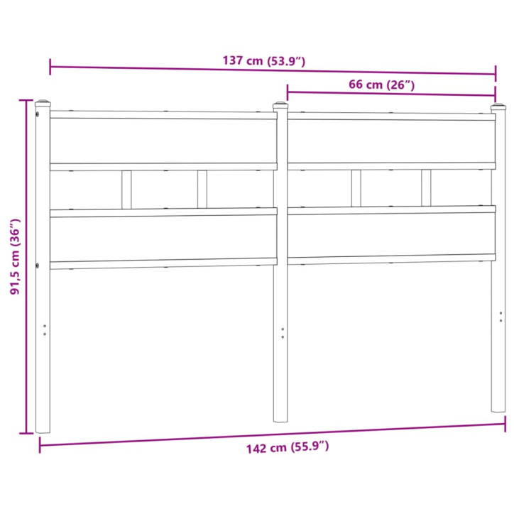 Galvūgalis, dūminio ąžuolo spalvos, 135cm, geležis ir mediena