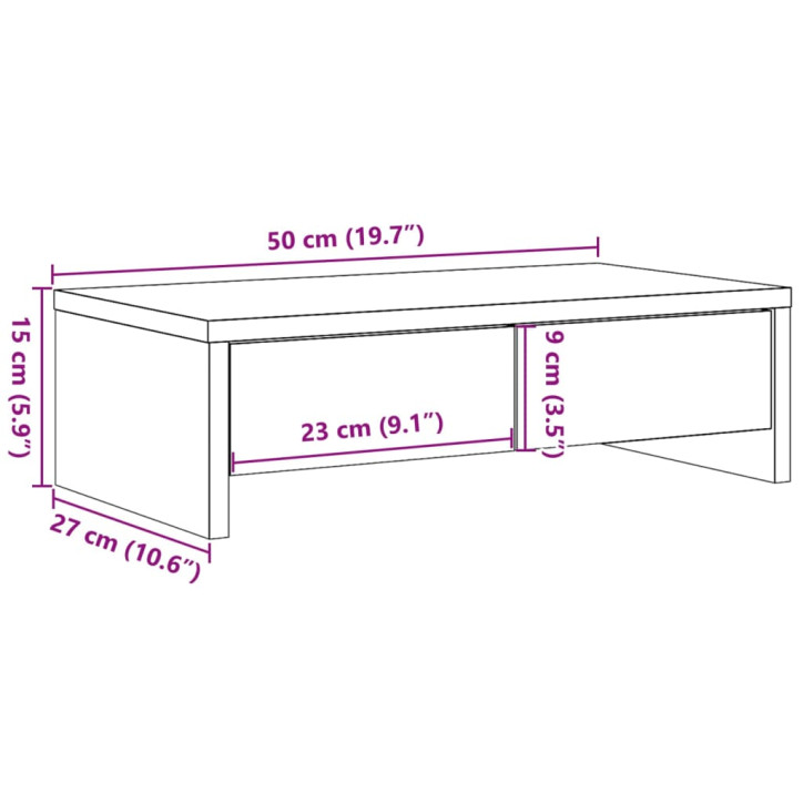 Monitoriaus stovas su stalčiais, medienos, 50x27x15cm, mediena