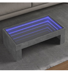 Kavos staliukas su Infinity LED lemputėmis, betono, 90x50x30cm