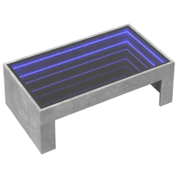 Kavos staliukas su Infinity LED lemputėmis, betono, 90x50x30cm