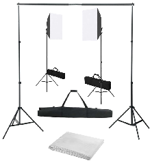 Fotostudijos komplektas su šviesdėžėmis ir fonu