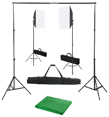 Fotostudijos komplektas su šviesdėžėmis ir fonu