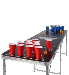 HI Sulankstomas Beer Pong žaidimo stalas, juodas, regul. aukščio