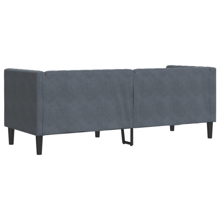 Trivietė chesterfield sofa su pagalvėlėmis, pilka, aksomas