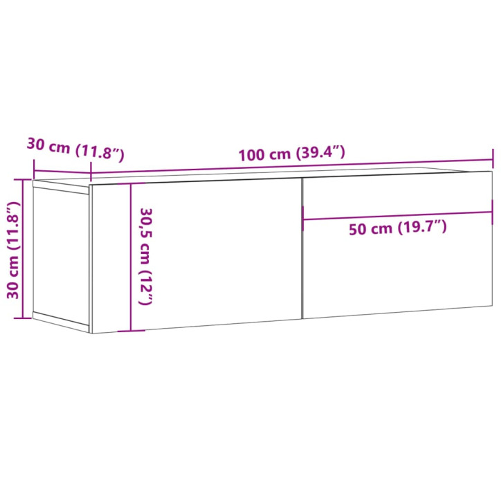 Sieninė TV spintelė, artisano, 100x30x30cm, apdirbta mediena