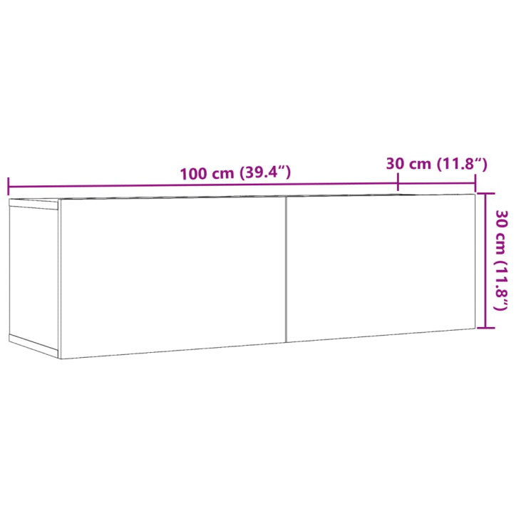 Sieninės TV spintelės, 2vnt., sendintos medienos, 100x30x30cm