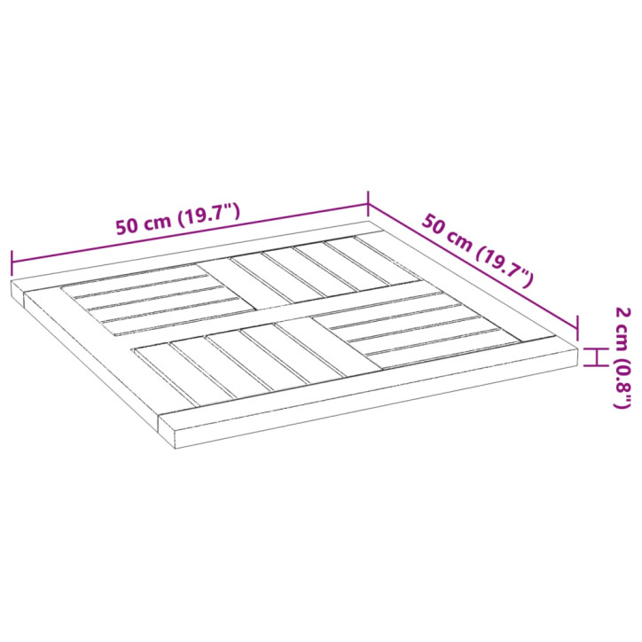 Stalviršis, 50x50x2cm, akacijos medienos masyvas, kvadratinis