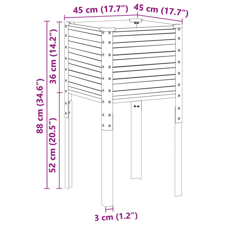 Sodo lovelis, rudas, 45x45x88cm, plienas