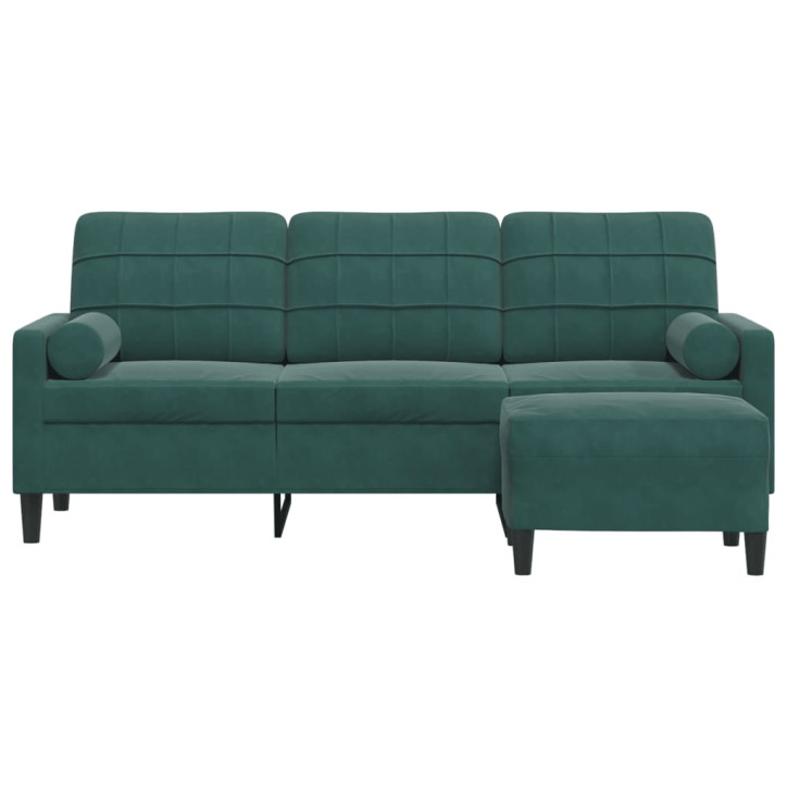 Trivietė sofa su pakoja, tamsiai žalios spalvos, 180cm, aksomas