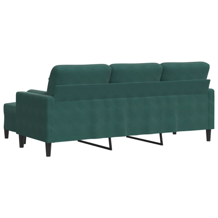 Trivietė sofa su pakoja, tamsiai žalios spalvos, 180cm, aksomas