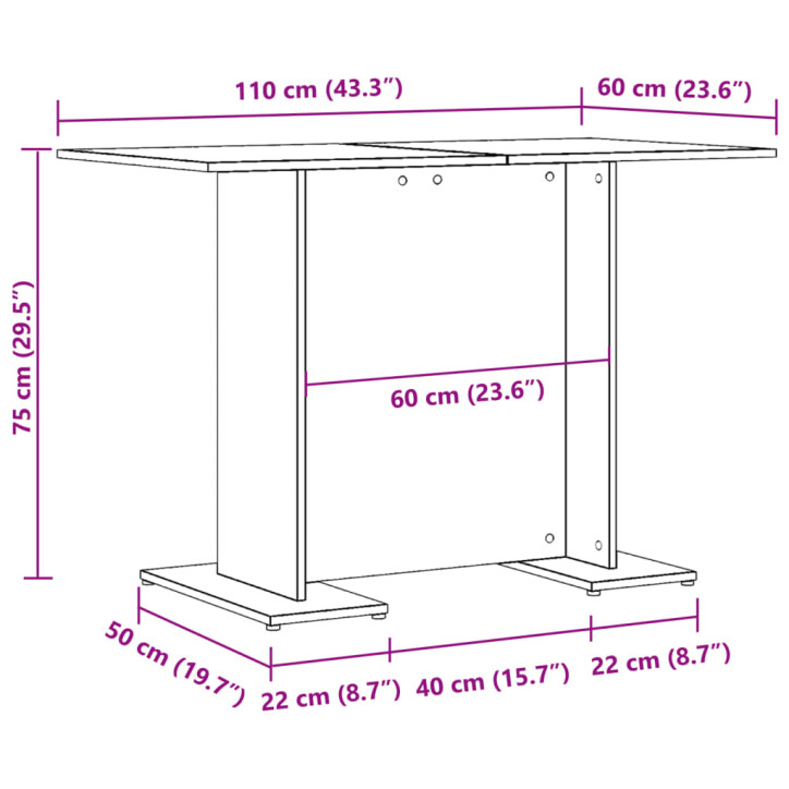 Valgomojo stalas, sendintos medienos, 110x60x75 cm, MDP