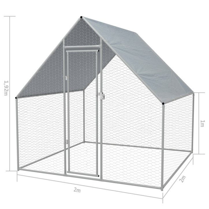 Lauko narvas viščiukams, cinkuotas plienas, 2x2x1,92 m