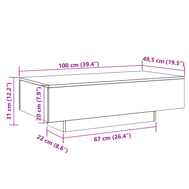 Kavos staliukas, medienos, 100x49,5x31cm, apdirbta mediena