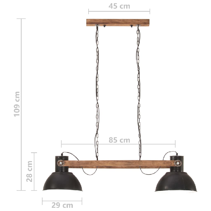 Pakabinamas šviestuvas, visiškai juodas, 109cm, 25W, E27