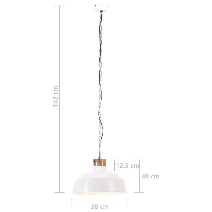 Kabantis šviestuvas, baltas, 58cm, E27, pramoninio stiliaus