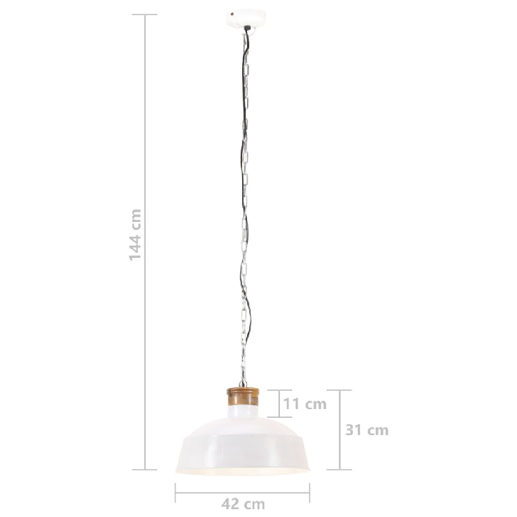 Kabantis šviestuvas, baltas, 42cm, E27, pramoninio stiliaus