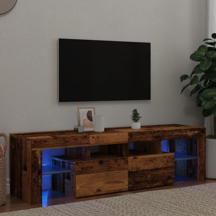 Televizoriaus spintelė su LED, medienos, 140x36,5x40cm, mediena