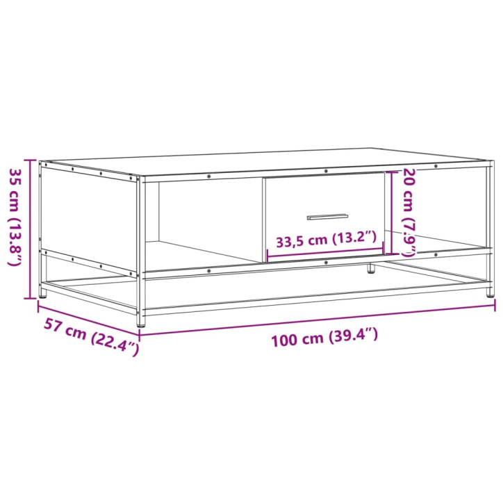 Kavos staliukas, juodas, 100x57x35cm, apdirbta mediena/metalas