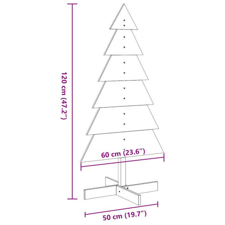 Medinė Kalėdų eglutė, balta, 120cm, pušies medienos masyvas