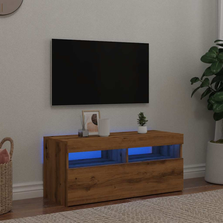 Televizoriaus spintelė su LED, artisano, 90x35x40cm, mediena