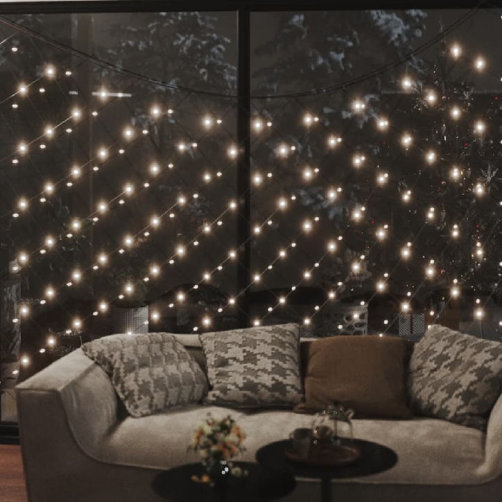 Kalėdinių lempučių tinklas, 3x2m, 204 šiltos baltos LED