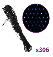 Kalėdinių lempučių tinklas, 3x3m, 306 mėlynos LED