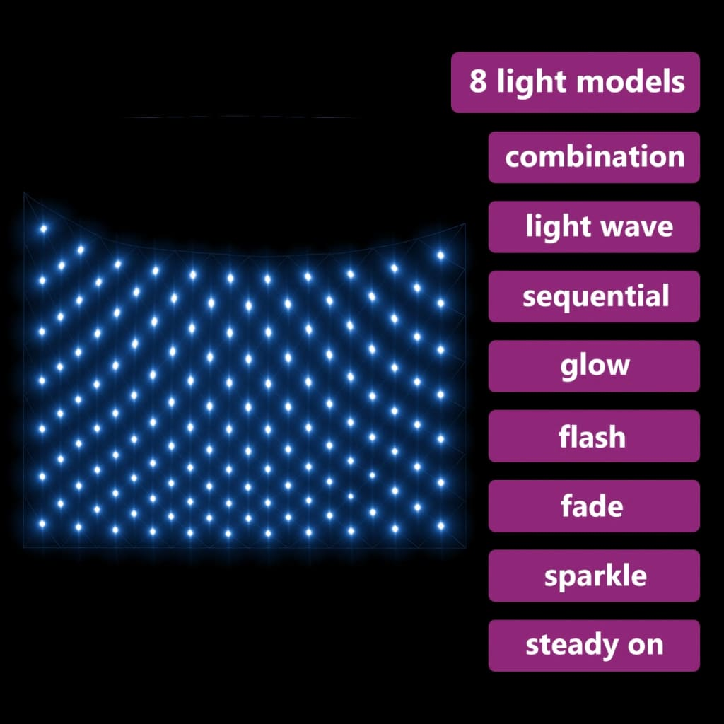 Kalėdinių lempučių tinklas, 3x3m, 306 mėlynos LED