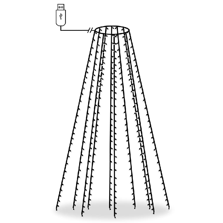 Kalėdų eglutės girlianda su 250 mėlynų LED lempučių, 250cm