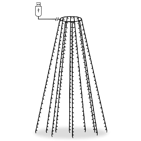 Kalėdų eglutės girlianda su 250 spalvotų LED lempučių, 250cm