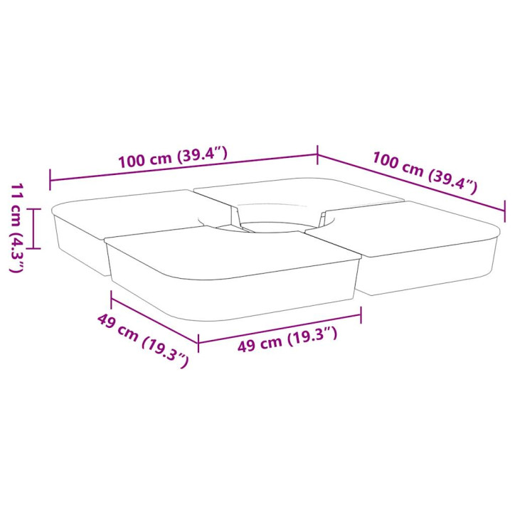 Skėčio nuo saulės pagrindo rinkinys, 4 dalių, 100kg, PP