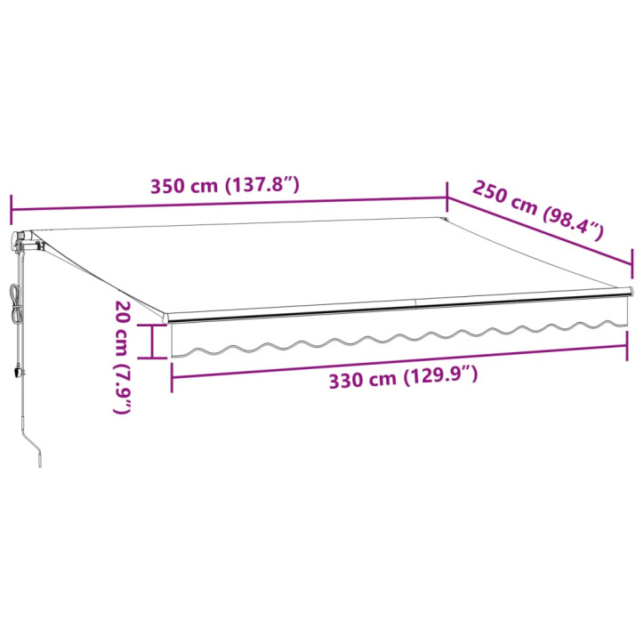 Automatinė ištraukiama markizė, antracito ir balta, 350x250cm